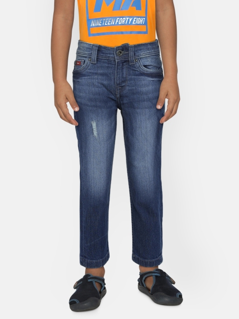 

Lee Cooper Boys Blue Slim Fit Mid-Rise Low Distress Stretchable Jeans