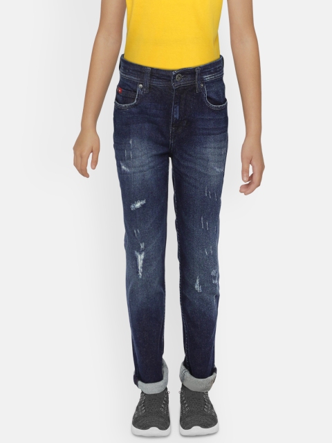 

Lee Cooper Boys Blue Slim Fit Mid-Rise Low Distress Stretchable Jeans