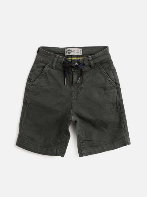 

Lee Cooper Boys Olive Green Solid Regular Fit Denim Shorts