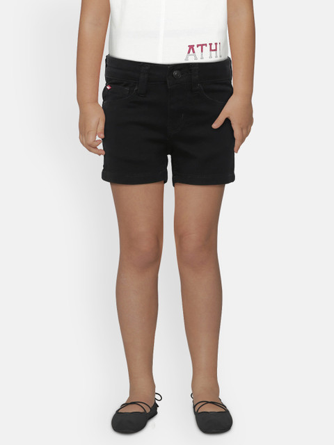 

Lee Cooper Girls Black Solid Regular Fit Denim Shorts