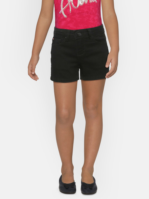 

Lee Cooper Girls Black Solid Regular Fit Denim Shorts