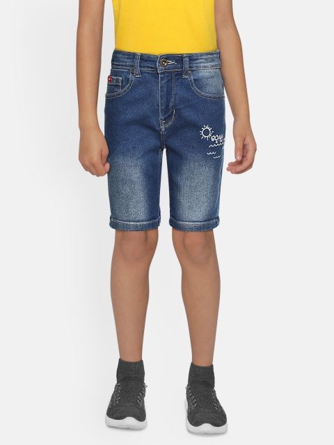 

Lee Cooper Boys Blue Typography Printed Heavy Fade Slim Fit Denim Shorts