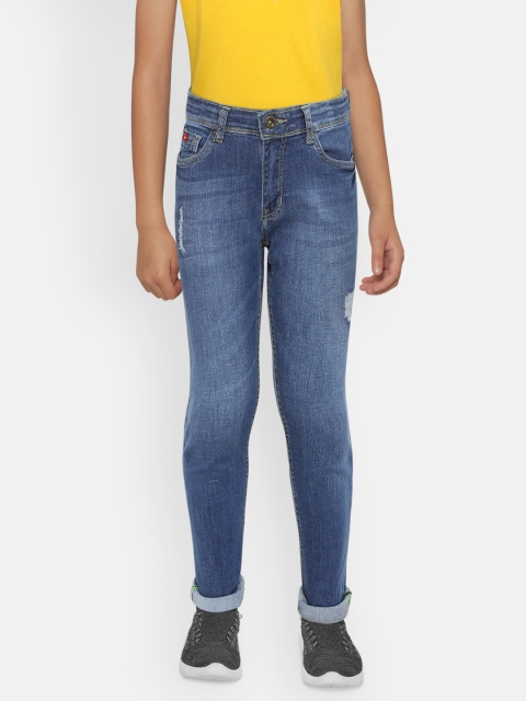 

Lee Cooper Boys Blue Slim Fit Mid-Rise Low Distress Stretchable Jeans
