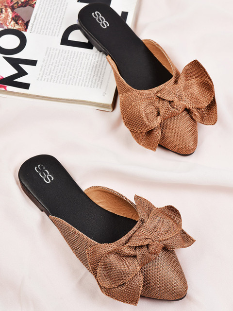 

Street Style Store Women Brown Bow Detail Mules
