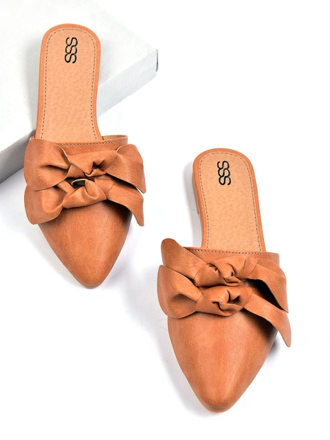 

Street Style Store Women Tan Brown Solid Knot Detail Mules
