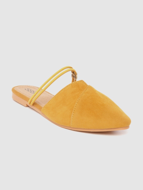 

Street Style Store Women Mustard Yellow Solid Mules