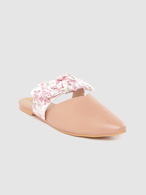 

Street Style Store Women Peach-Coloured Printed Detail Mules