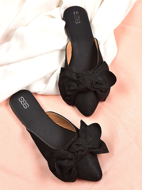

Street Style Store Women Black Woven Design Mules