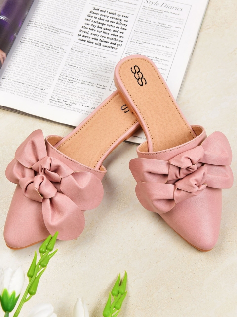 

Street Style Store Women Pink Solid Mules with Knot Detail