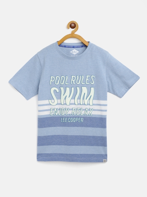 

Lee Cooper Boys Blue & White Typography Print Cotton T-shirt