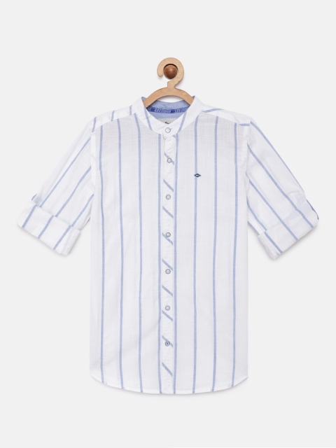 

Lee Cooper Boys White & Blue Regular Fit Striped Pure Cotton Casual Shirt