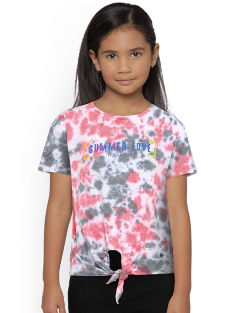 

Lee Cooper Girls White & Pink Tie & Dye Round Neck T-shirt