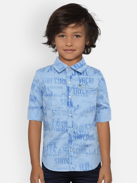 

Lee Cooper Boys Blue Slim Fit Printed Casual Shirt
