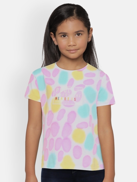 

Lee Cooper Girls Multicoloured Printed Round Neck T-shirt, Multi