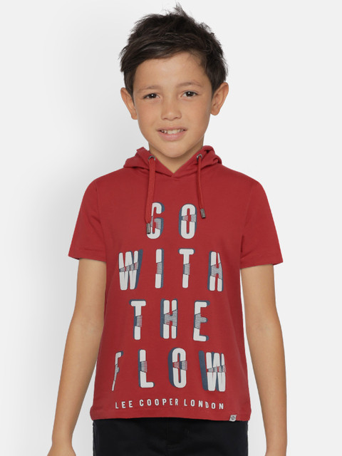 

Lee Cooper Boys Red Printed Hooded T-shirt