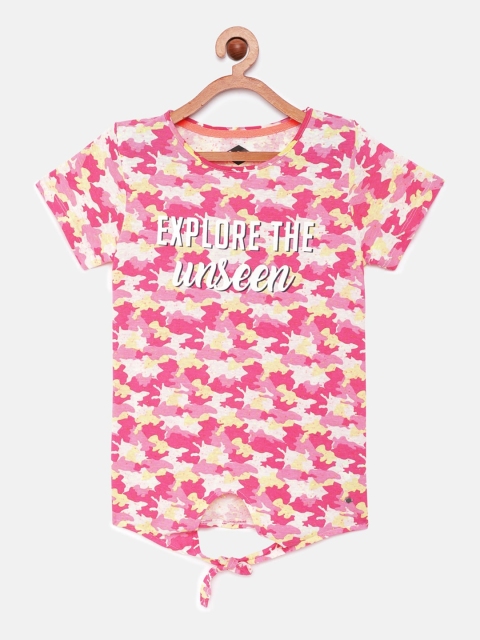 

Lee Cooper Girls Pink Printed Round Neck Regular Tops