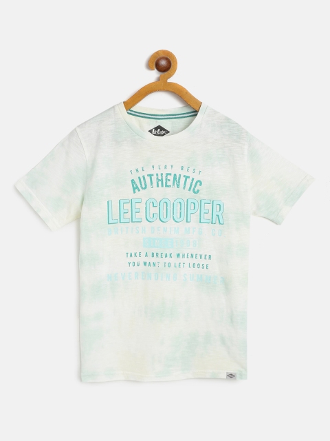 

Lee Cooper Boys White Blue Brand Logo Print Dyed Pure Cotton T-shirt