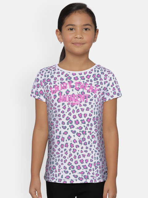 

Lee Cooper Girls White & Pink Printed Round Neck T-shirt