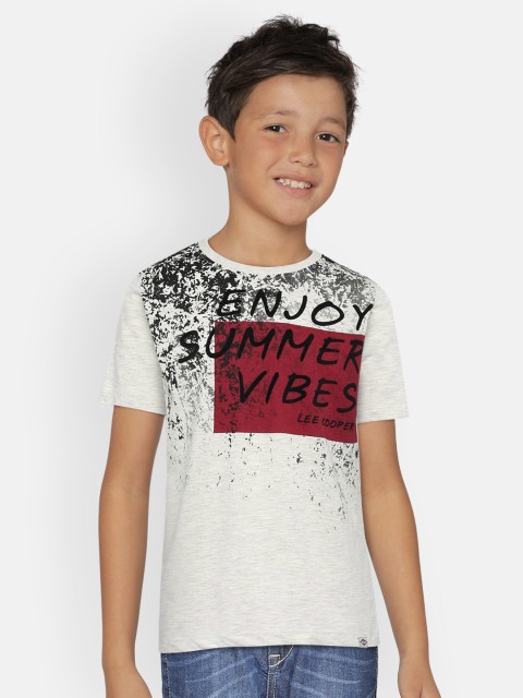 

Lee Cooper Boys Off-White Printed Round Neck T-shirt