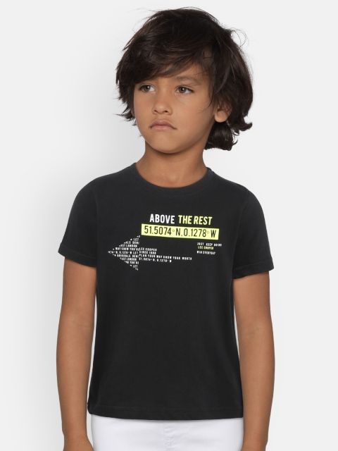 

Lee Cooper Boys Black Printed Round Neck Pure Cotton T-shirt