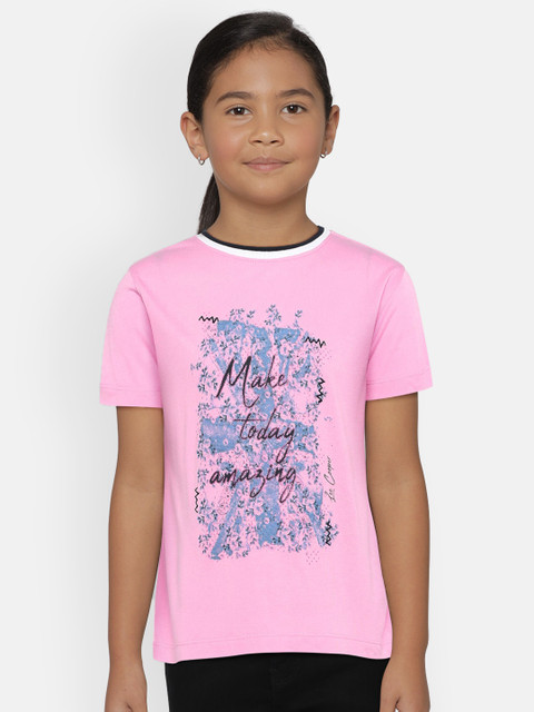

Lee Cooper Girls Pink Printed Round Neck T-shirt