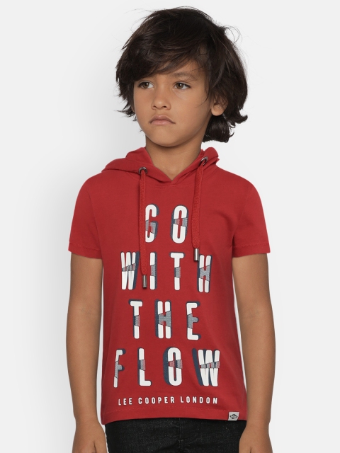 

Lee Cooper Boys Red Printed Hooded T-shirt
