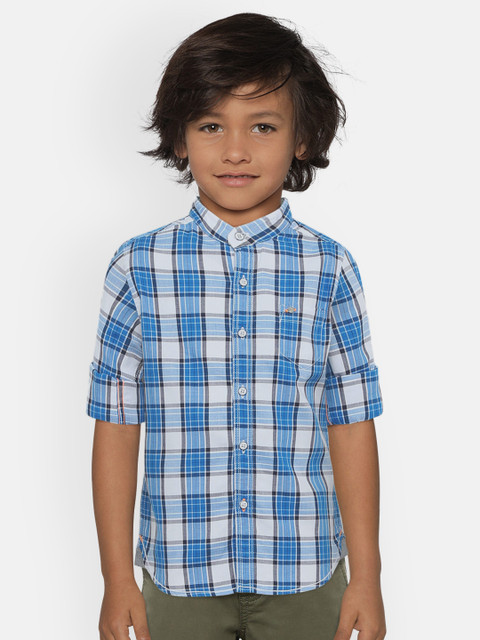 

Lee Cooper Boys Blue Slim Fit Checked Casual Shirt