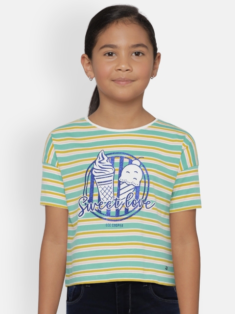 

Lee Cooper Girls Green Striped Round Neck T-shirt