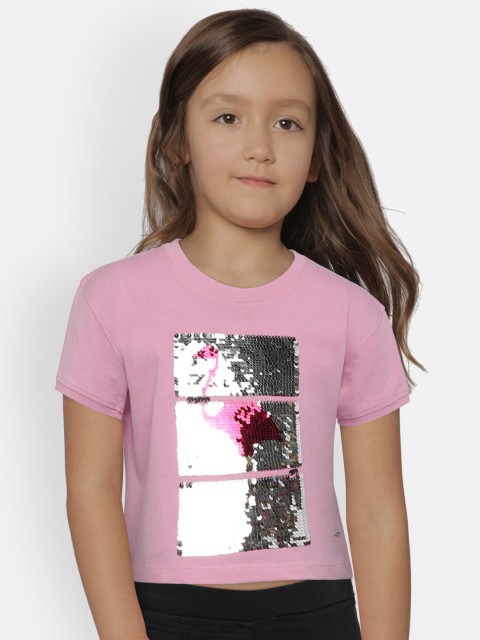 

Lee Cooper Girls Pink Flip Sequins Round Neck T-shirt