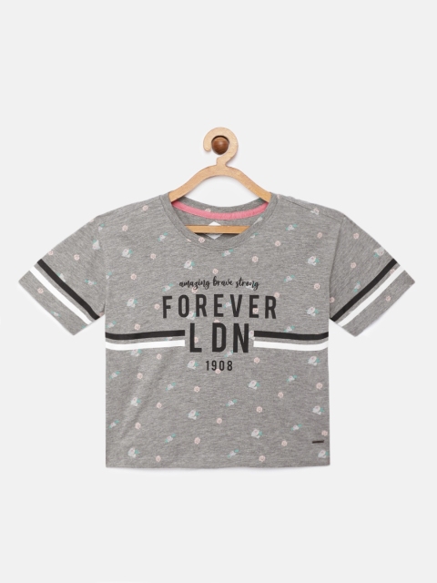 

Lee Cooper Girls Grey Printed Round Neck T-shirt