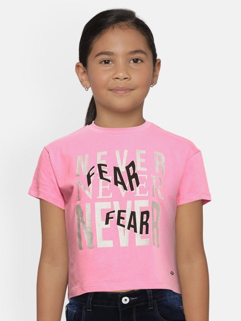 

Lee Cooper Girls Pink Printed Round Neck T-shirt