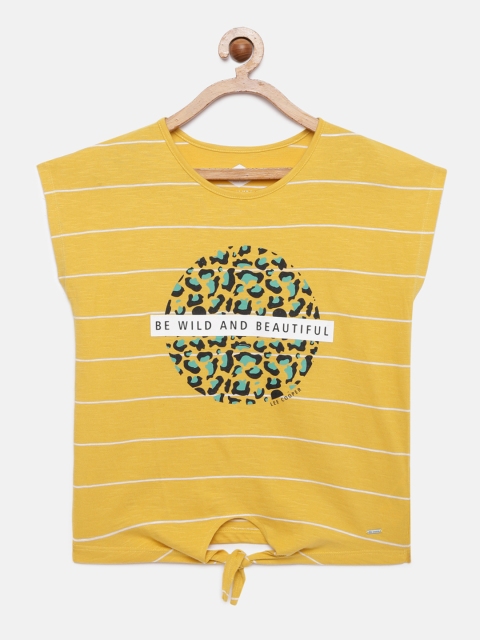 

Lee Cooper Girls Yellow Printed & Striped Regular Top