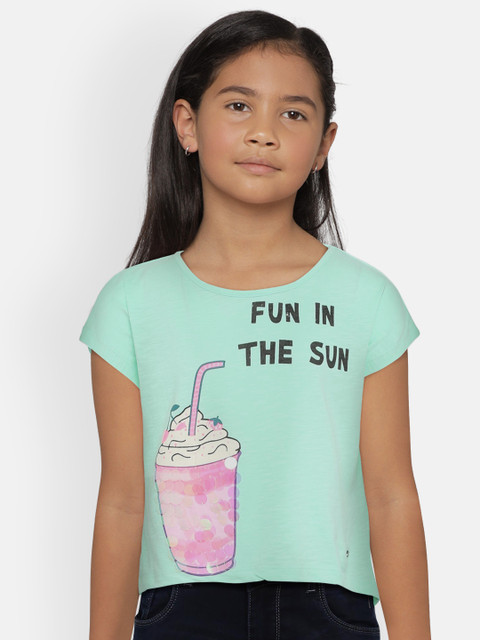 

Lee Cooper Girls Mint Green Printed Round Neck T-shirt