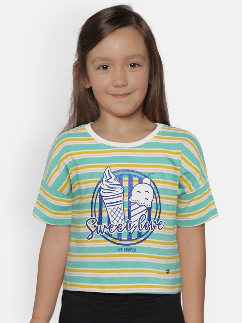 

Lee Cooper Girls Green & Yellow Striped Round Neck T-shirt