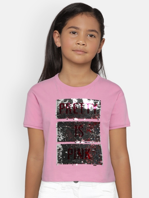 

Lee Cooper Girls Pink Flip Sequin Round Neck T-shirt