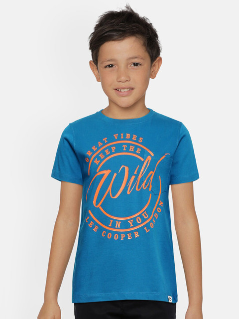 

Lee Cooper Boys Blue Printed Pure Cotton T-shirt
