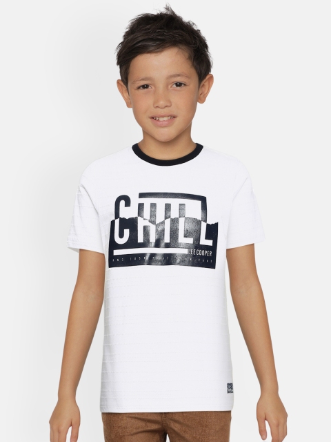 

Lee Cooper Boys White Typography Printed Pure Cotton T-shirt