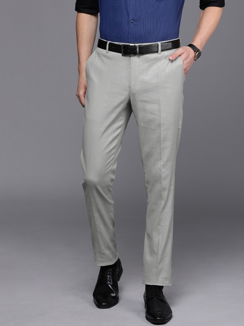 

SUITLTD Men Grey Slim Fit Solid Formal Trousers