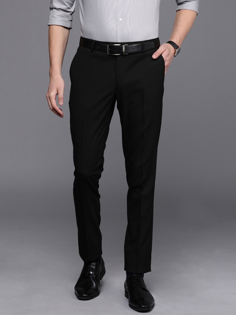 

SUITLTD Men Black Slim Fit Solid Formal Trousers