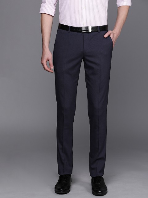 

SUITLTD Men Navy Blue Slim Fit Solid Formal Trousers