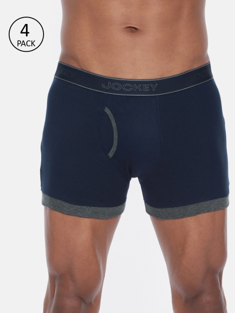 

Jockey Men Pack of 4 Navy Blue Solid Trunks 11036578-2