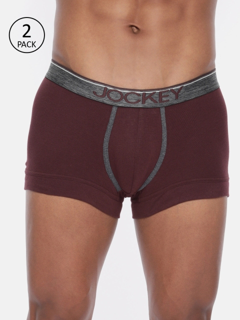 

Jockey Men Pack of 2 Maroon Solid Trunks 11036614-2