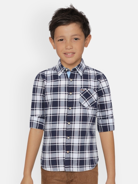 

Lee Cooper Boys Blue & White Slim Fit Checked Casual Shirt