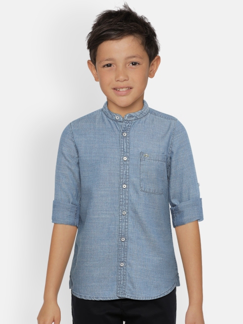 

Lee Cooper Boys Blue Regular Fit Solid Casual Shirt