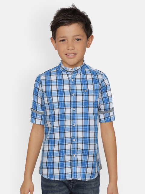 

Lee Cooper Boys Blue Slim Fit Checked Casual Shirt