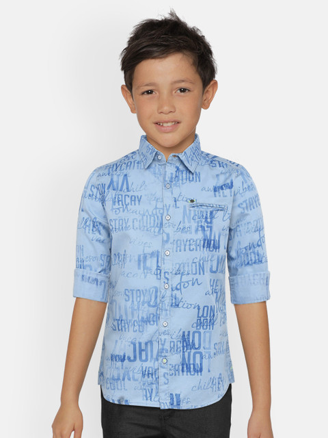 

Lee Cooper Boys Blue Slim Fit Printed Casual Shirt