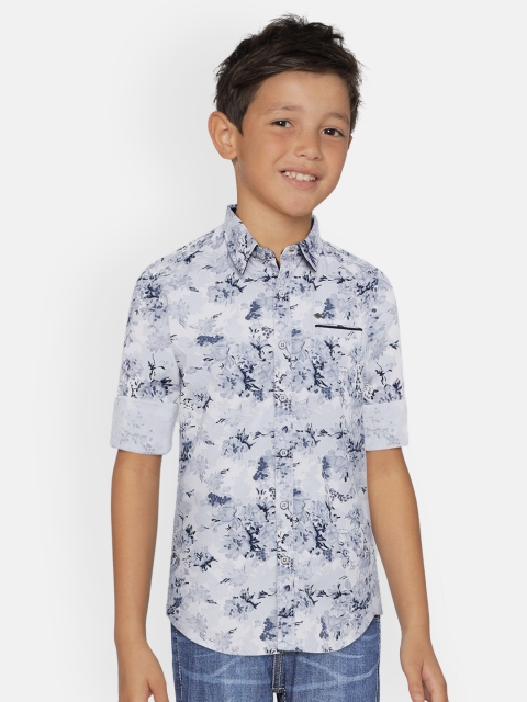 

Lee Cooper Boys Off White Slim Fit Printed Casual Shirt