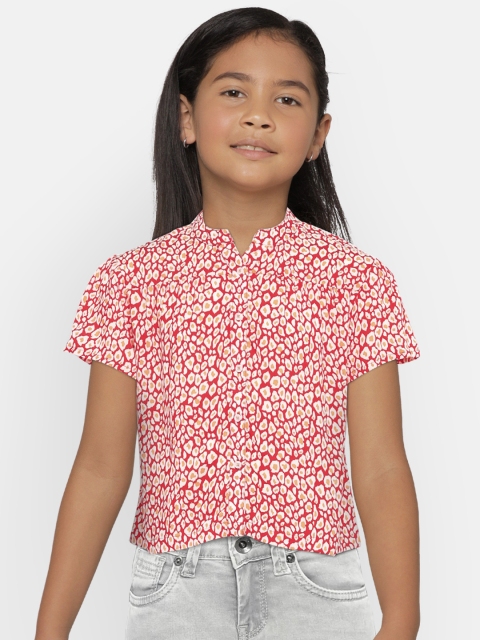 

Lee Cooper Girls Red Printed Shirt Style Top