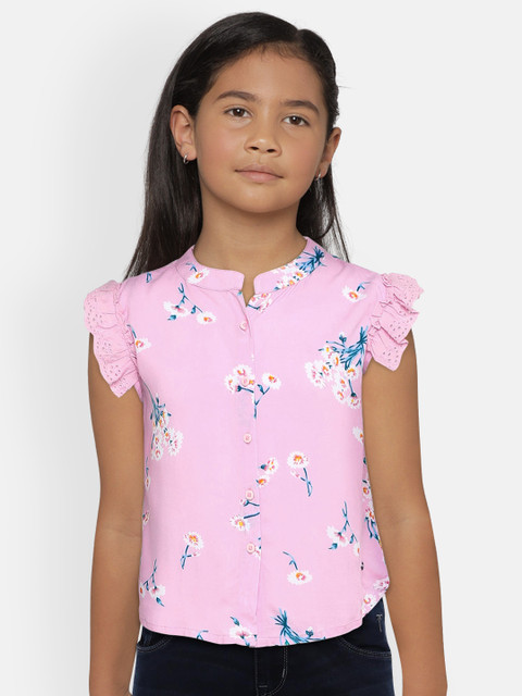 

Lee Cooper Girls Pink Printed Shirt Style Top