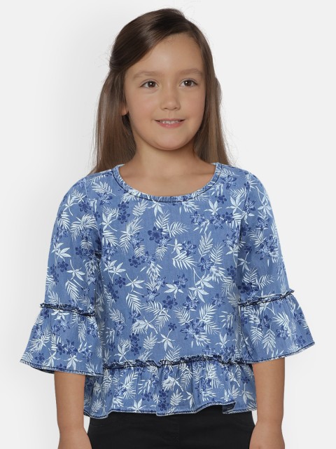 

Lee Cooper Girls Blue Printed Pure Cotton Top
